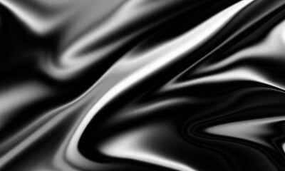 Abstract black wavy liquid fabric silk luxury background