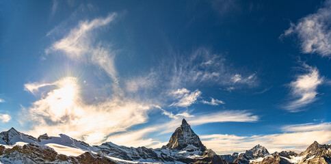 Matterhorn sunny sky and mountains