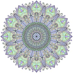 Mehndi Henna Drawing Circular Mandala pattern for tattoo, decoration premium product poster or painting. Decorative ornament in ethnic oriental style. Outline doodle hand draw illustration.