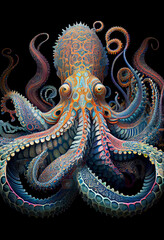Generative AI abstract render of an octopus