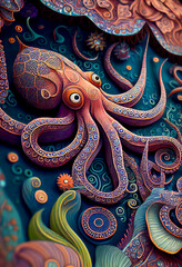 Obraz premium Generative AI abstract render of an octopus