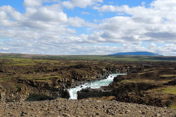 Iceland Aldeyjarfoss White Waterfall