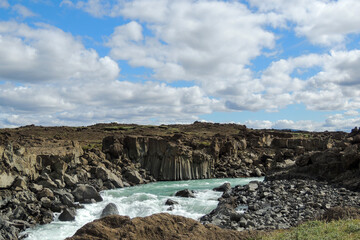 Iceland Aldeyjarfoss Waterfall In The North