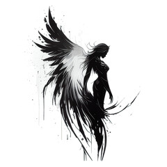 winged Angel silhouette tattoo