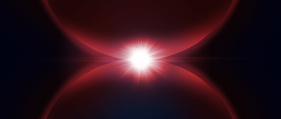  image of two red hemispheres and a bright glow in the place of their contact on a black background