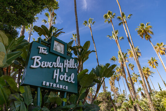 Los Angeles, United States - November 17, 2022: A picture of The Beverly Hills Hotel's sign.