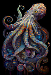 Obraz premium Generative AI abstract render of an octopus