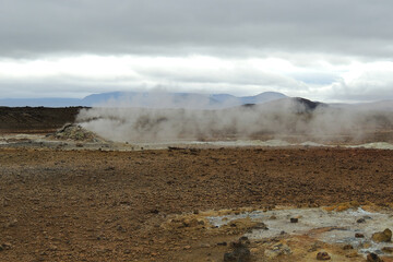 Iceland Geysir Steam Scenery