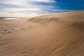 Beautiful dunes scenery of the Slowinski National Park by the Baltic Sea, Leba. Poland