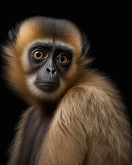 Generated photorealistic portrait of a capuchin in profile 
