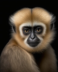 Obraz premium Generated photorealistic portrait of a capuchin on a black background
