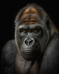 Obraz premium Generated photorealistic upright portrait of a gorilla