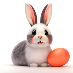 white rabbit isolated on white - easter bunny on white background - Generative AI