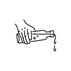 Pour oil color line icon. Cooking food.