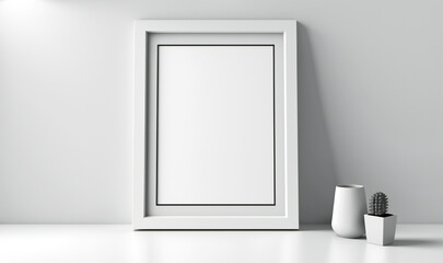 Upgrade decor with a blank photo frame mockup, perfectly suited for a contemporary space