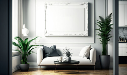 Transform space with a blank photo frame mockup and modern interior design