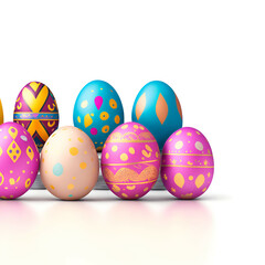 easter eggs on white - easter eggs on white background - Generative AI