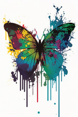 Silhouette of butterfly , with bright colors. generative by AI