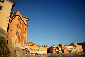 Fototapeta premium Sunrise view of the Bay of Silence in Sestri Levante