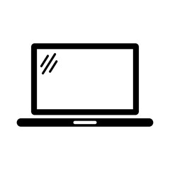 Laptop icon vector with blank screen.
