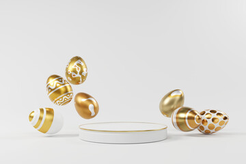 Abstract Easter Day Podium Platform For Product Display Showcase 3D Rendering