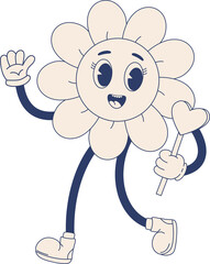 Monochrome retro  character flower Power