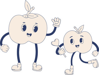 Happy retro character apple