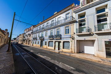 Typical azulejos facade of Lisbon, Portugal