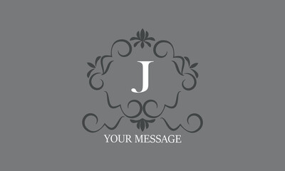 Vintage luxury initial letter J logo. Calligraphic emblem and elegant decor elements. Vector monogram