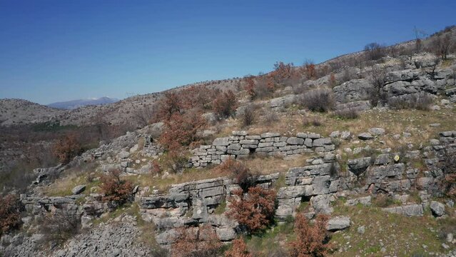 Ancient Megalithic Illyrian Walls. Ancient Illyrian Fortress Djuteza, Montenegro. Remains of Illyrian Megalithic Walls.