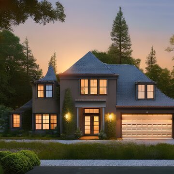 a two story neoliberal home with a large backyard and a gravel driveway 3_SwinIRGenerative AI