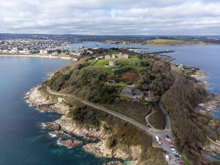 Pendennis point from the air near Falmouth cornwall england uk 
