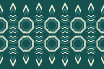 Ethnic Ikat fabric pattern geometric style.African Ikat embroidery Ethnic oriental pattern green background. Abstract,vector,illustration.For texture,clothing,wrapping,decoration,carpet.