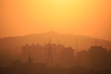 Obraz premium sunset in the city