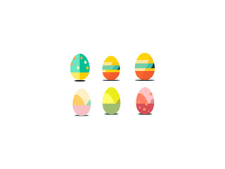 Easter eggs for easter day sweet and colorful with decoration patterns on white background. Set of colourful decorated Easter Eggs for use in Easter designs. Vector illustration.