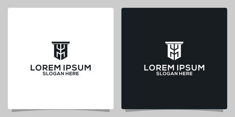 logo monogram with shield shape design template