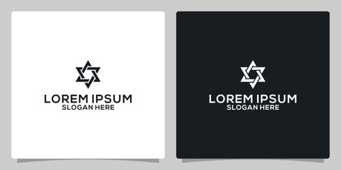 triangle geometric elements star logo template. Arrows to center point.