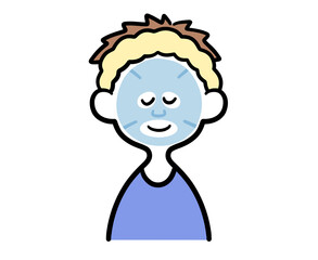 シートマスクをつけている男性