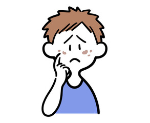 顔のシミを気にする男性