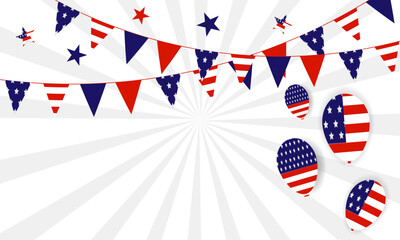 usa flag background with balloon elements and space for text