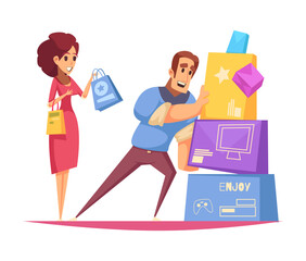 Family Couple Shopaholics Composition