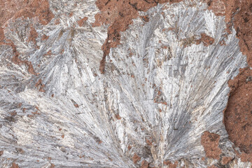 Pyrolusite. Manganese mineral with metallic luster and steel-gray texture
