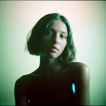 green hair girl in reflecting moment  