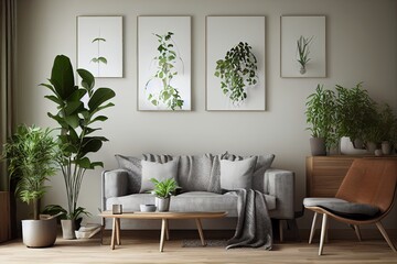 modern living room with furniture and wall art
