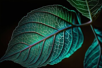 Generative AI of Closeup of Leaf Showing Vein Patterns