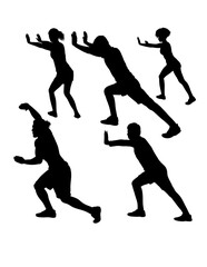 People pushing pose silhouette