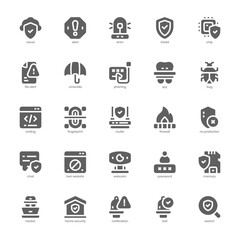 Internet Security icon pack for your website design, logo, app, and user interface. Internet Security icon glyph design. Vector graphics illustration and editable stroke.