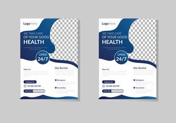 Corporate healthcare and medical cove a4 flyer design template for print.