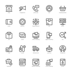 Online Marketing icon pack for your website design, logo, app, and user interface. Online Marketing icon outline design. Vector graphics illustration and editable stroke.