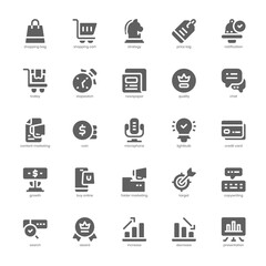 Online Marketing icon pack for your website design, logo, app, and user interface. Online Marketing icon glyph design. Vector graphics illustration and editable stroke.